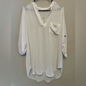 All in Favor White Blouse with Pocket Detail Size Large